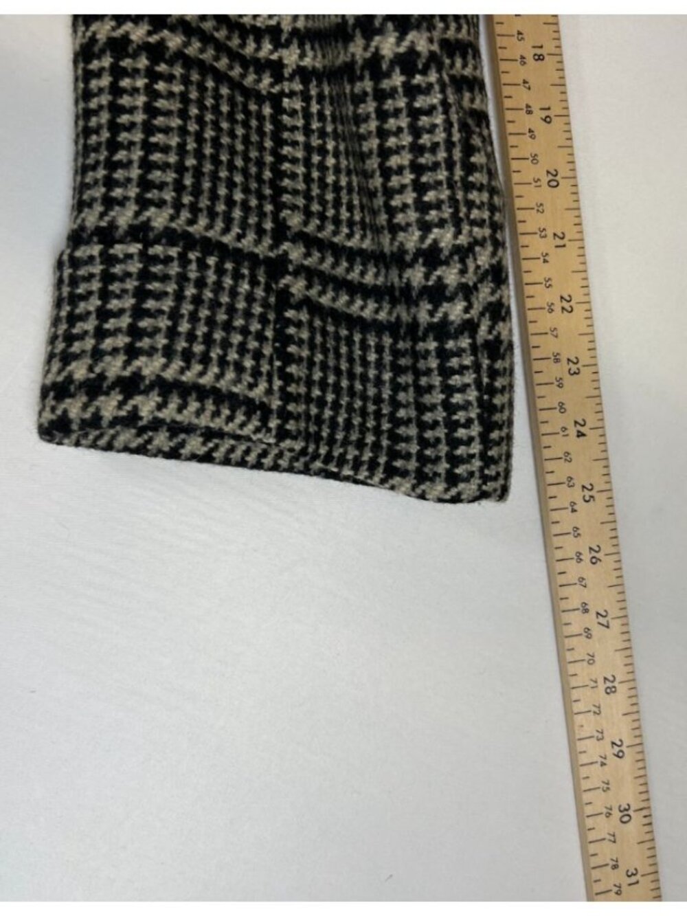 Charlie Baker Men 40R Vintage Black White Plaid Trench Coat Tweed Overcoat Wool - Picture 7 of 7